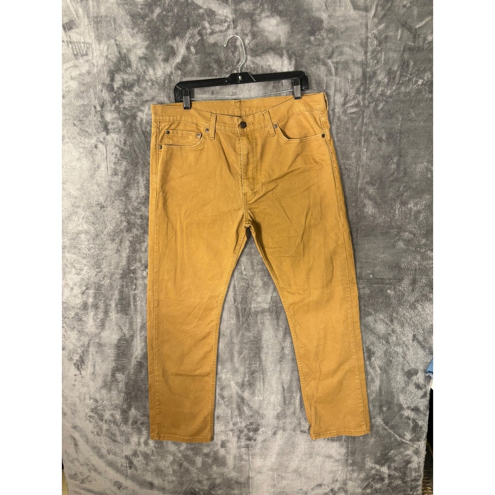 Levis 513 Slim Straight Pants Mens 36x30 Tan Harvest Gold Cotton Blend Trousers